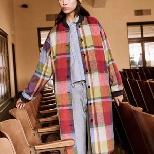 The Great. Long Plaid Bomber Jacket Brand New